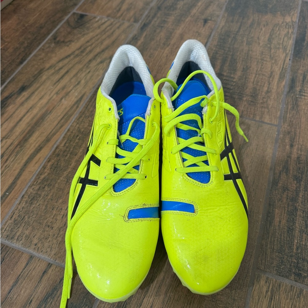 Asics Men's Bright Yellow and Blue Athletic Shoes
